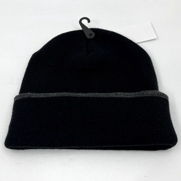 TIMBERLAND BLACK BEANIE, UNISEX, ONE SIZE FITS ALL, BEANIE WITH GREY ON THE CUFF - Picture 9 of 15